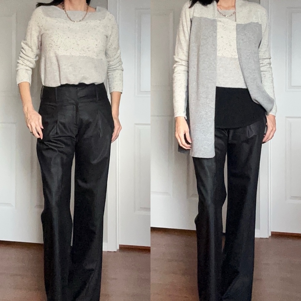 Two piece 100% cashmere set: sweater + duster